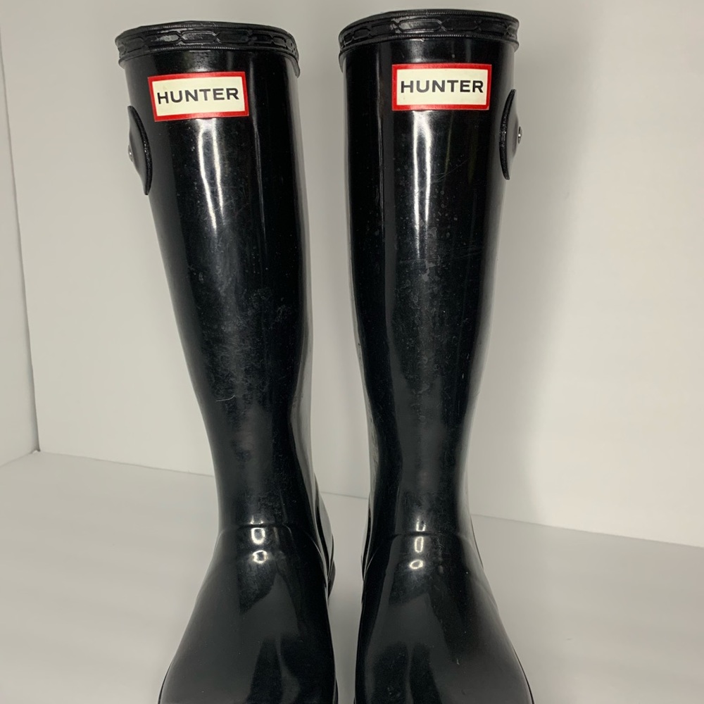 Hunter girls glossy tall rain boots 4b/5g